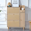 Armario de almacenamiento moderno minimalista, zapatero de ratán japonés, armario de cabecera, muebles pequeños para el hogar.
