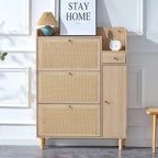 Armario de almacenamiento moderno minimalista, zapatero de ratán japonés, armario de cabecera, muebles pequeños para el hogar.