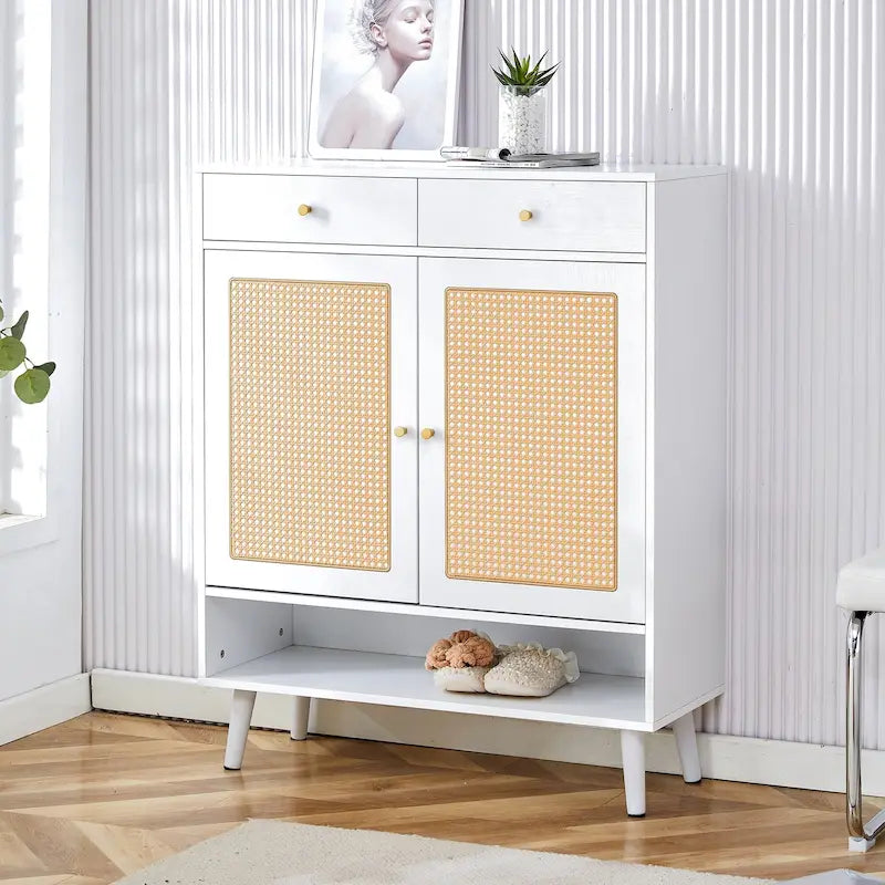 Meuble de rangement minimaliste moderne, meuble à chaussures en rotin japonais, meuble de chevet, petit mobilier de maison.