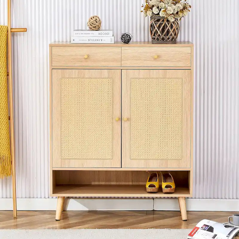Meuble de rangement minimaliste moderne, meuble à chaussures en rotin japonais, meuble de chevet, petit mobilier de maison.
