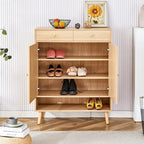Armario de almacenamiento moderno minimalista, zapatero de ratán japonés, armario de cabecera, muebles pequeños para el hogar.