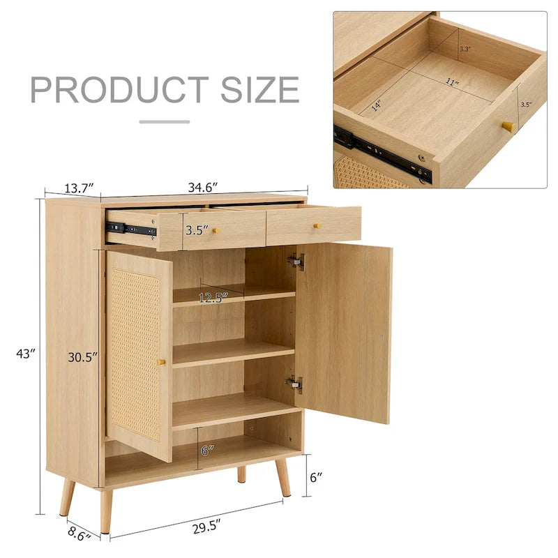 Armario de almacenamiento moderno minimalista, zapatero de ratán japonés, armario de cabecera, muebles pequeños para el hogar.