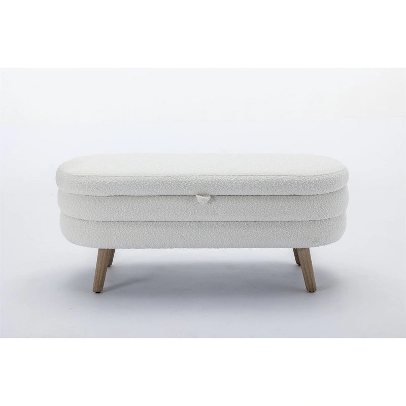Banc de rangement en tissu bouclé