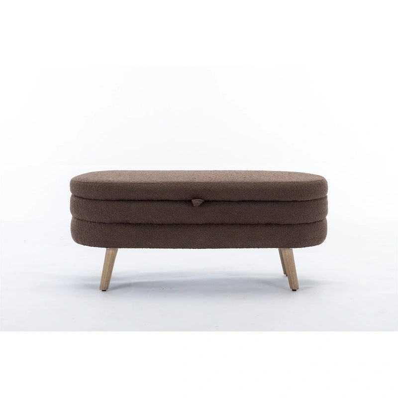 Banc de rangement en tissu bouclé