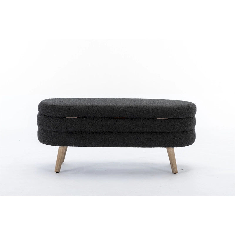 Banc de rangement en tissu bouclé