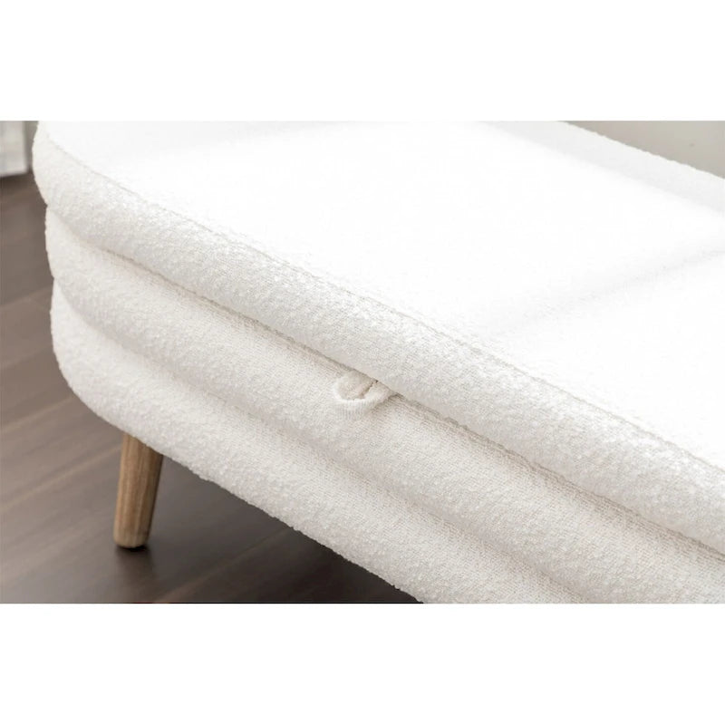 Banc de rangement en tissu bouclé