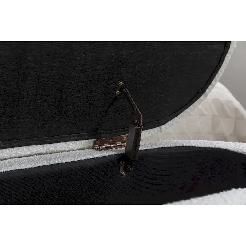 Banc de rangement en tissu bouclé