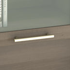 Vitrina con puerta de cristal esmerilado para escritorio en forma de L — Estantes abiertos y almacenamiento oculto, 71"L x 12.65"W x 35.81"H