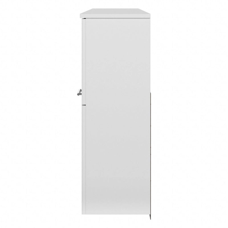 Vitrina con puerta de cristal esmerilado para escritorio en forma de L — Estantes abiertos y almacenamiento oculto, 71"L x 12.65"W x 35.81"H