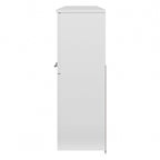 Vitrina con puerta de cristal esmerilado para escritorio en forma de L — Estantes abiertos y almacenamiento oculto, 71"L x 12.65"W x 35.81"H