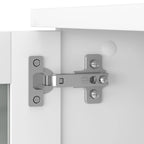 Vitrina con puerta de cristal esmerilado para escritorio en forma de L — Estantes abiertos y almacenamiento oculto, 71"L x 12.65"W x 35.81"H