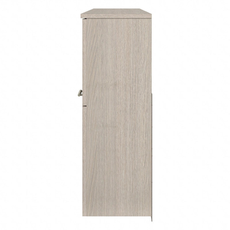 Vitrina con puerta de cristal esmerilado para escritorio en forma de L — Estantes abiertos y almacenamiento oculto, 71"L x 12.65"W x 35.81"H
