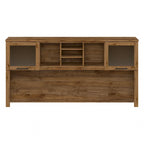 Vitrina con puerta de cristal esmerilado para escritorio en forma de L — Estantes abiertos y almacenamiento oculto, 71"L x 12.65"W x 35.81"H
