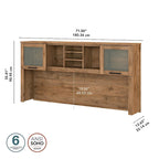 Vitrina con puerta de cristal esmerilado para escritorio en forma de L — Estantes abiertos y almacenamiento oculto, 71"L x 12.65"W x 35.81"H