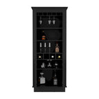 Mueble Bar con Botellero para 4 Botellas, Soporte Superior para Copas y Armario de Doble Puerta
