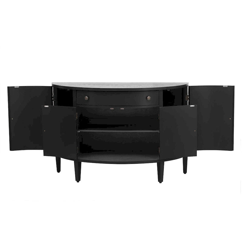 Mueble archivador de diseño curvo fabricado en chapa de madera maciza de fresno de Manchuria, estantes ajustables