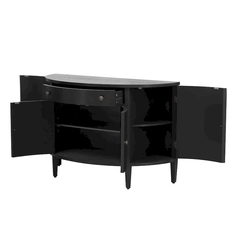 Mueble archivador de diseño curvo fabricado en chapa de madera maciza de fresno de Manchuria, estantes ajustables