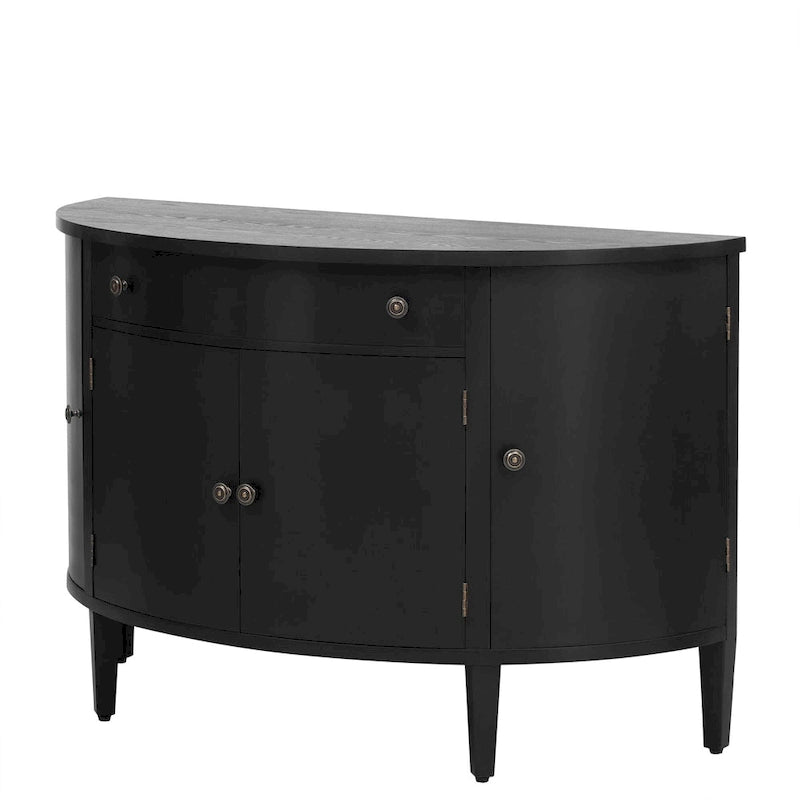 Mueble archivador de diseño curvo fabricado en chapa de madera maciza de fresno de Manchuria, estantes ajustables