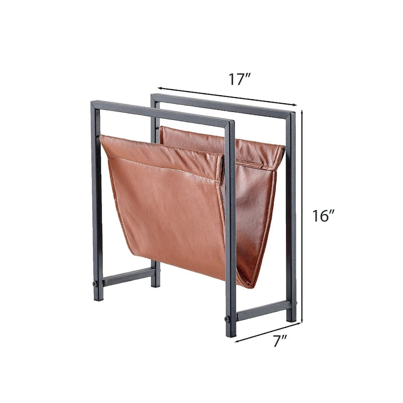 Revistero de caballete de piel sintética con marco de metal mate