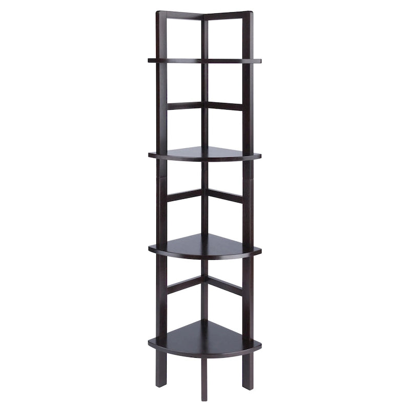 Étagère d'angle haute et étroite à 4 niveaux - 63,5 - Brun café