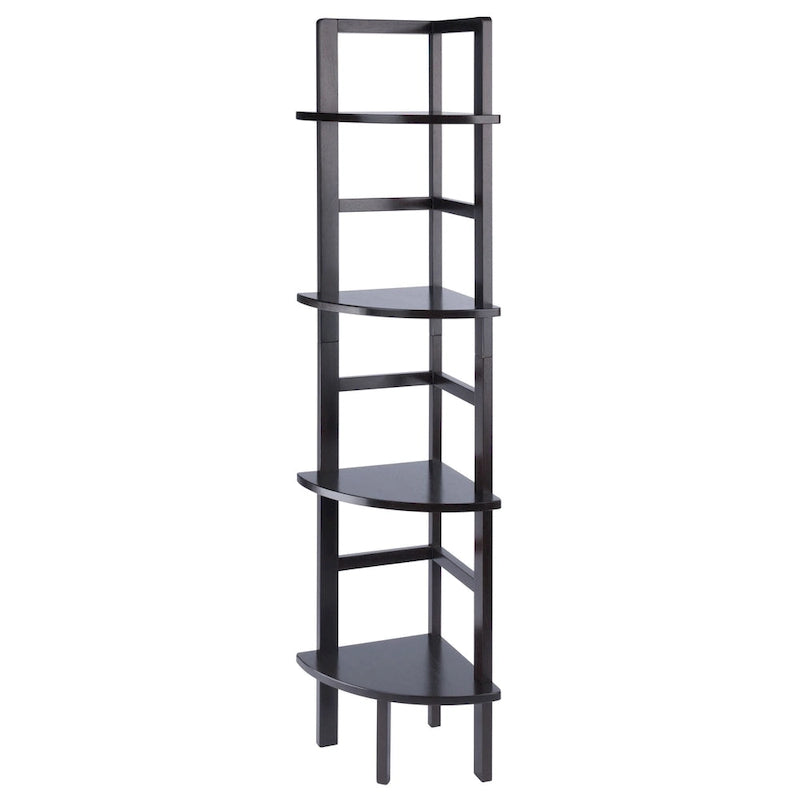 Étagère d'angle haute et étroite à 4 niveaux - 63,5 - Brun café