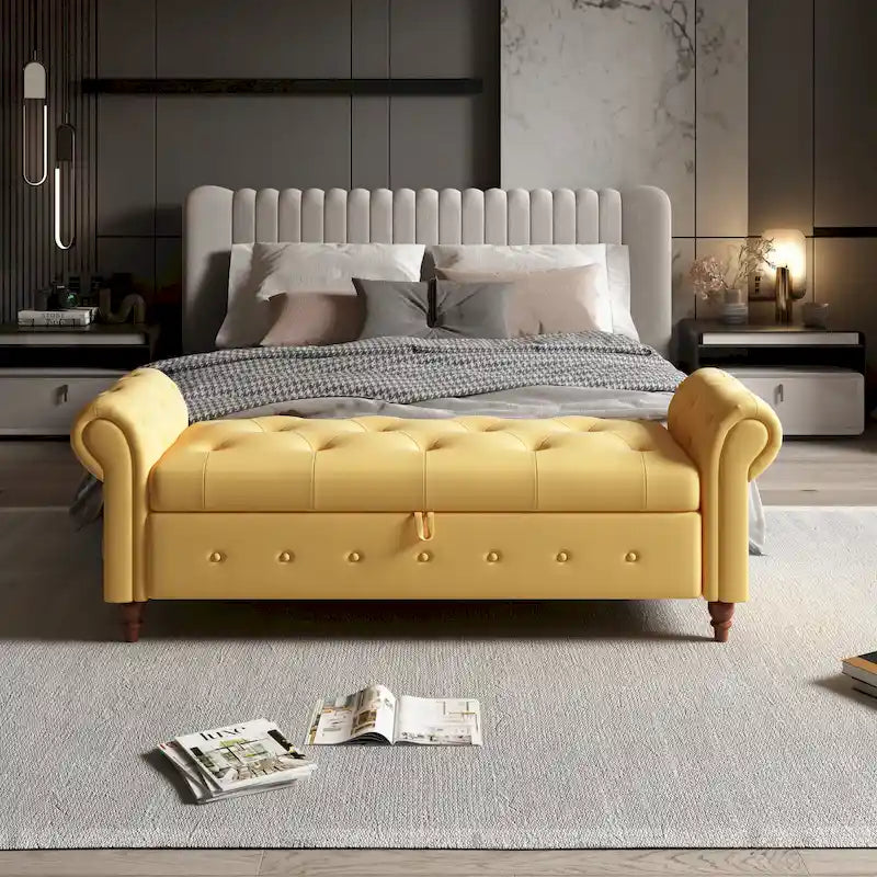 Banc de rangement capitonné — Chambre, entrée et salon