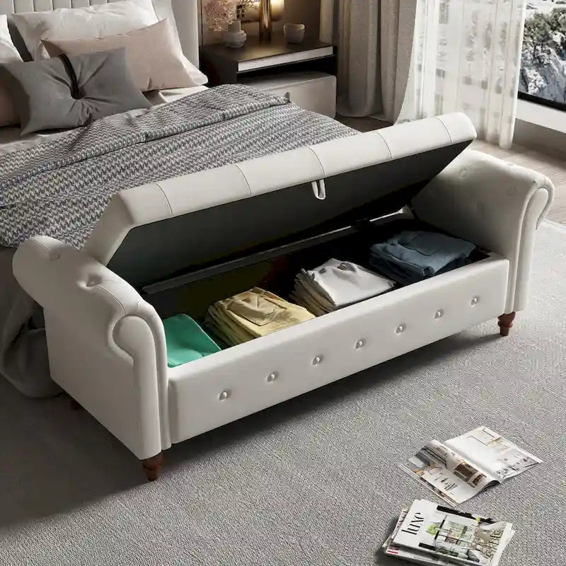 Banc de rangement capitonné — Chambre, entrée et salon