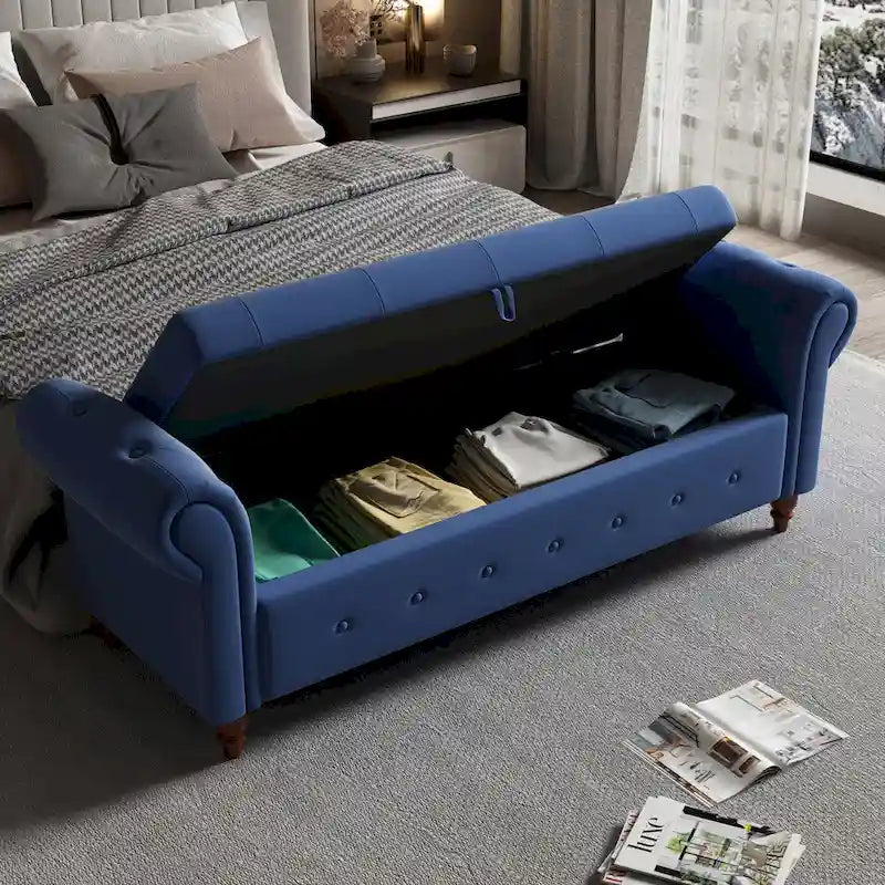Banco tapizado capitoné con almacenaje — Dormitorio, Recibidor y Sala de Estar