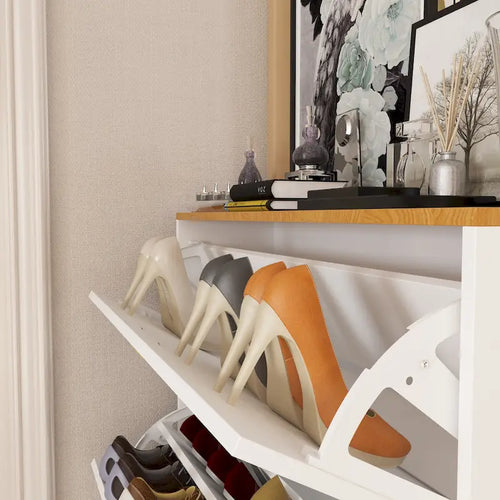 Timechee Wood 3-Drawer Entryway Shoe Cabinet Shoe Storage Rack