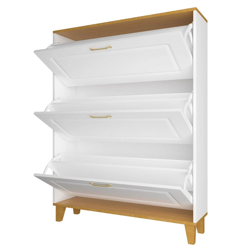 Meuble à chaussures 3 tiroirs pour entrée avec tiroirs rabattables – Design compact en MDF