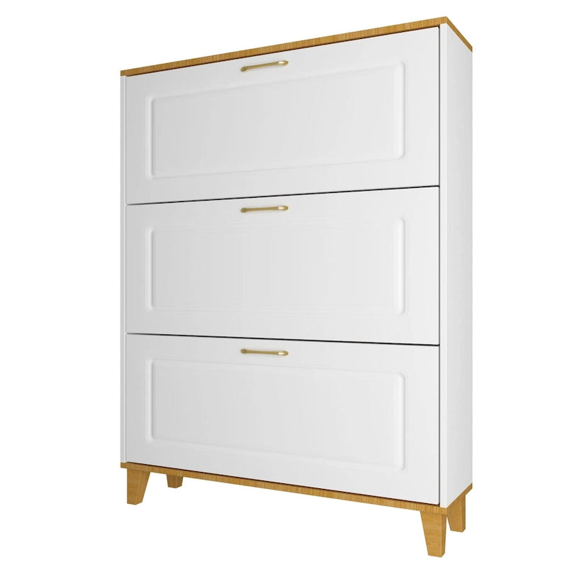 Meuble à chaussures 3 tiroirs pour entrée avec tiroirs rabattables – Design compact en MDF