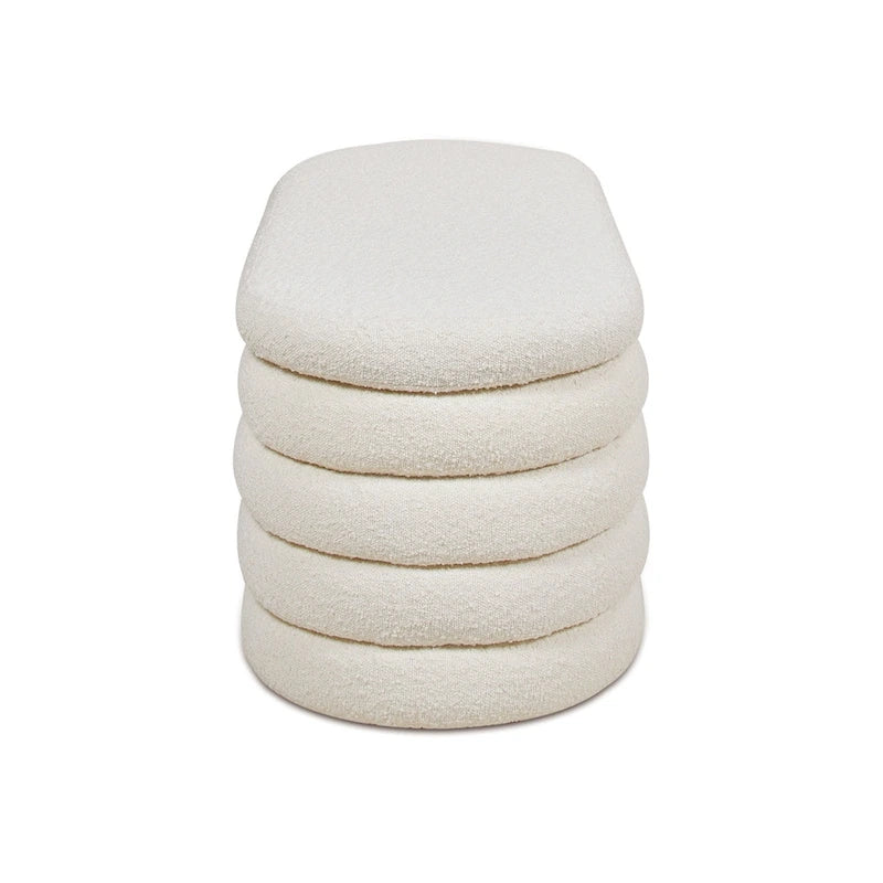 Banco de almacenamiento tapizado ovalado de Boucle de imitación Sherpa de 49" con tapa capitoné — 250 lbs de capacidad