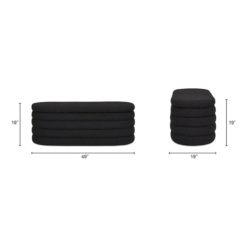 Banco de almacenamiento tapizado ovalado de Boucle de imitación Sherpa de 49" con tapa capitoné — 250 lbs de capacidad