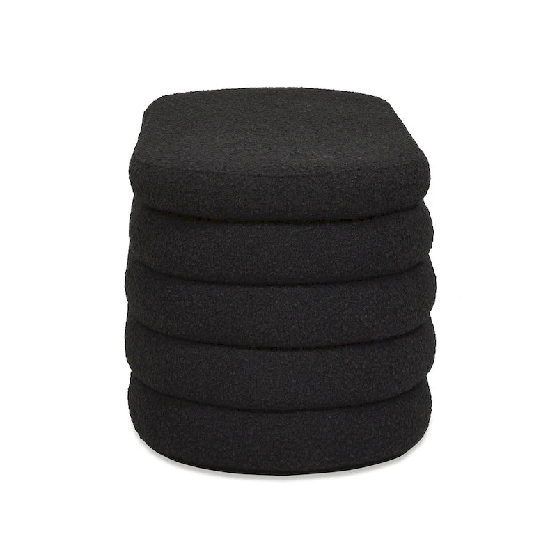 Banco de almacenamiento tapizado ovalado de Boucle de imitación Sherpa de 49" con tapa capitoné — 250 lbs de capacidad