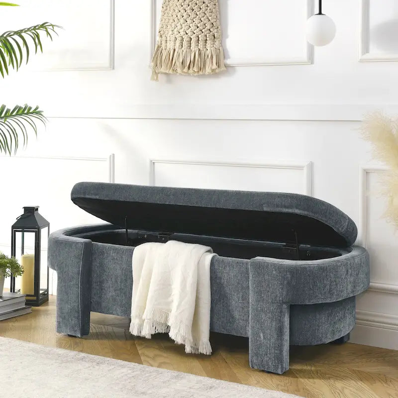 Banc rembourré en chenille