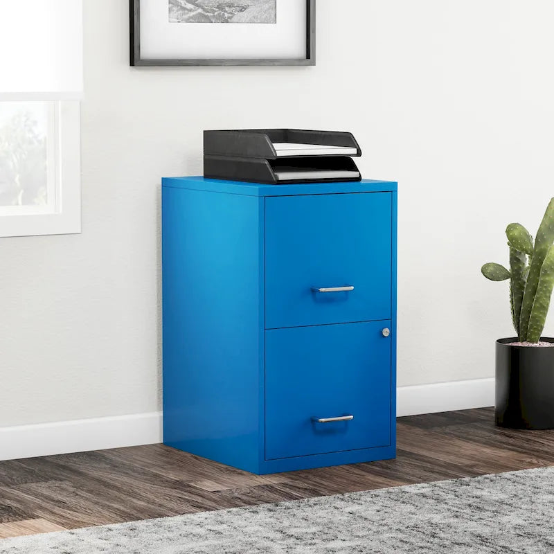 Classeur vertical 2 tiroirs verrouillable — Format Lettre, Entièrement assemblé, Bleu ou Rose
