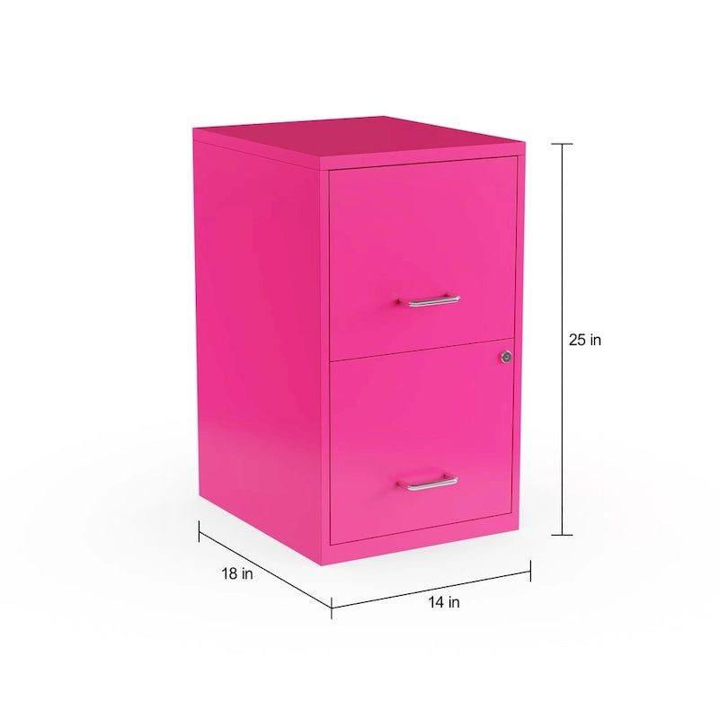 Classeur vertical 2 tiroirs verrouillable — Format Lettre, Entièrement assemblé, Bleu ou Rose