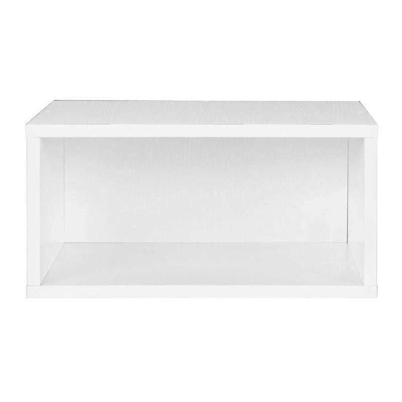 Cube de rangement empilable mi-hauteur en grain de bois blanc — Assemblage sans outil, se connecte dans toutes les directions