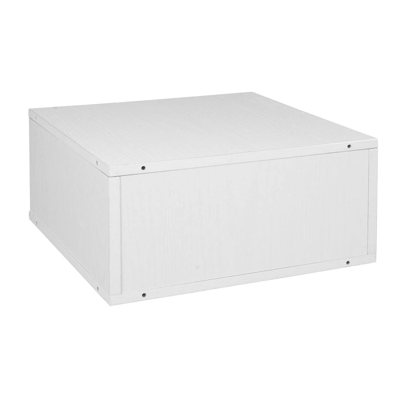 Cube de rangement empilable mi-hauteur en grain de bois blanc — Assemblage sans outil, se connecte dans toutes les directions