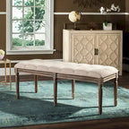 SAFAVIEH Lynnette French Brasserie Tufted Wood Bench - 47.3 x 17.5 x 19 - 47Wx18Dx19H