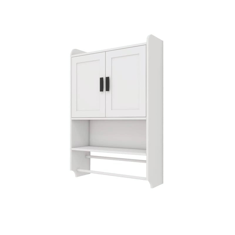 Meuble haut de salle de bain avec étagère réglable, porte-serviettes et dérouleur de papier toilette