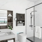Armario de baño con estante ajustable, toallero y portarrollos