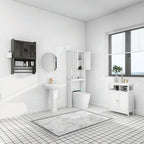 Armario de baño con estante ajustable, toallero y portarrollos
