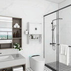 Armario de baño con estante ajustable, toallero y portarrollos