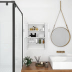 Armario de baño con estante ajustable, toallero y portarrollos