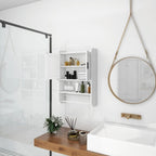 Armario de baño con estante ajustable, toallero y portarrollos