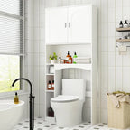 Armario sobre el inodoro, organizador de almacenamiento de baño de doble puerta - 31.5x70.9