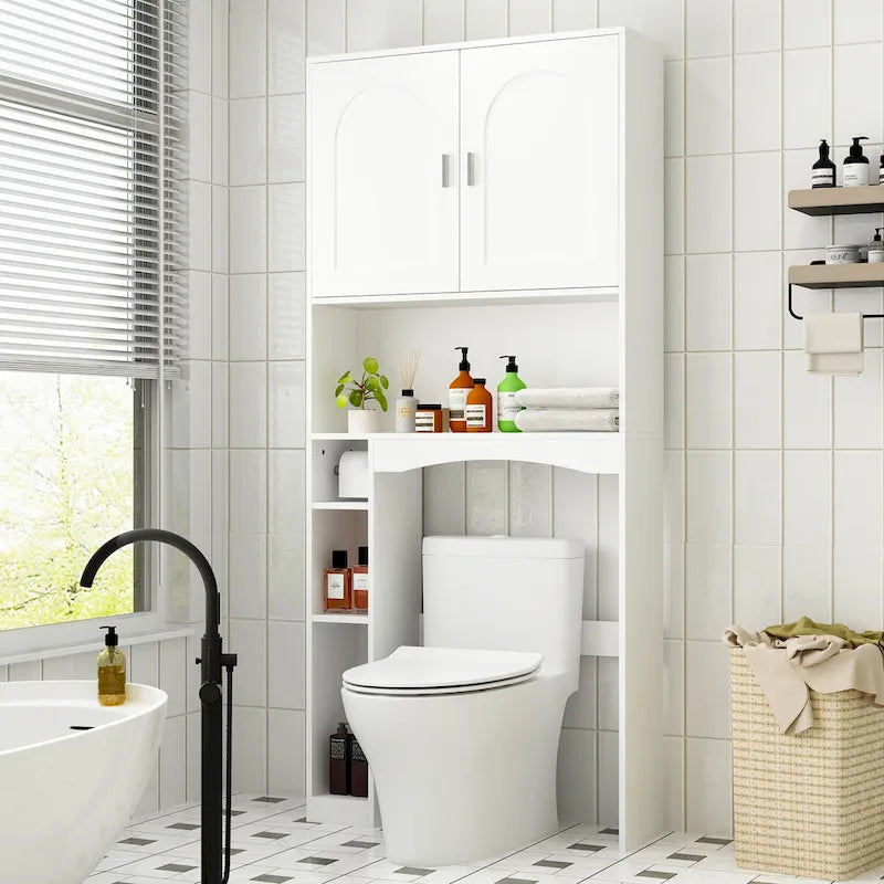 Meuble de rangement WC double porte pour salle de bain - 31,5x70,9