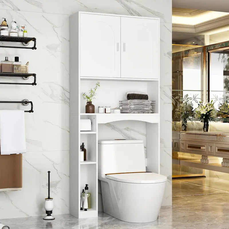 Meuble de rangement WC double porte pour salle de bain - 31,5x70,9