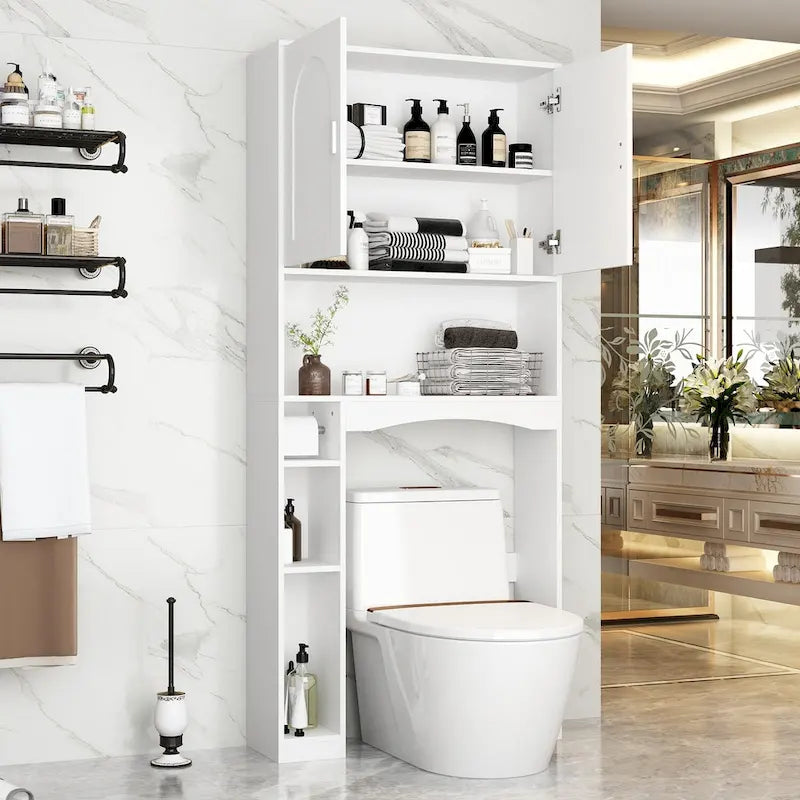 Meuble de rangement WC double porte pour salle de bain - 31,5x70,9